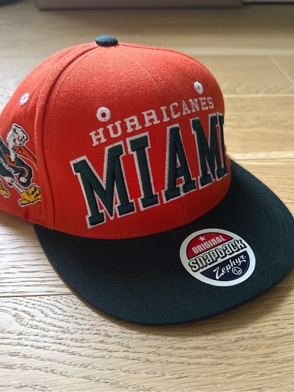 Vintage Miami Hurricanes Zephyr Snapback Hat Orange Green NCAA Cap New